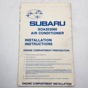 Subaru Air Conditioner Installation Instructions Manual SOA203080
